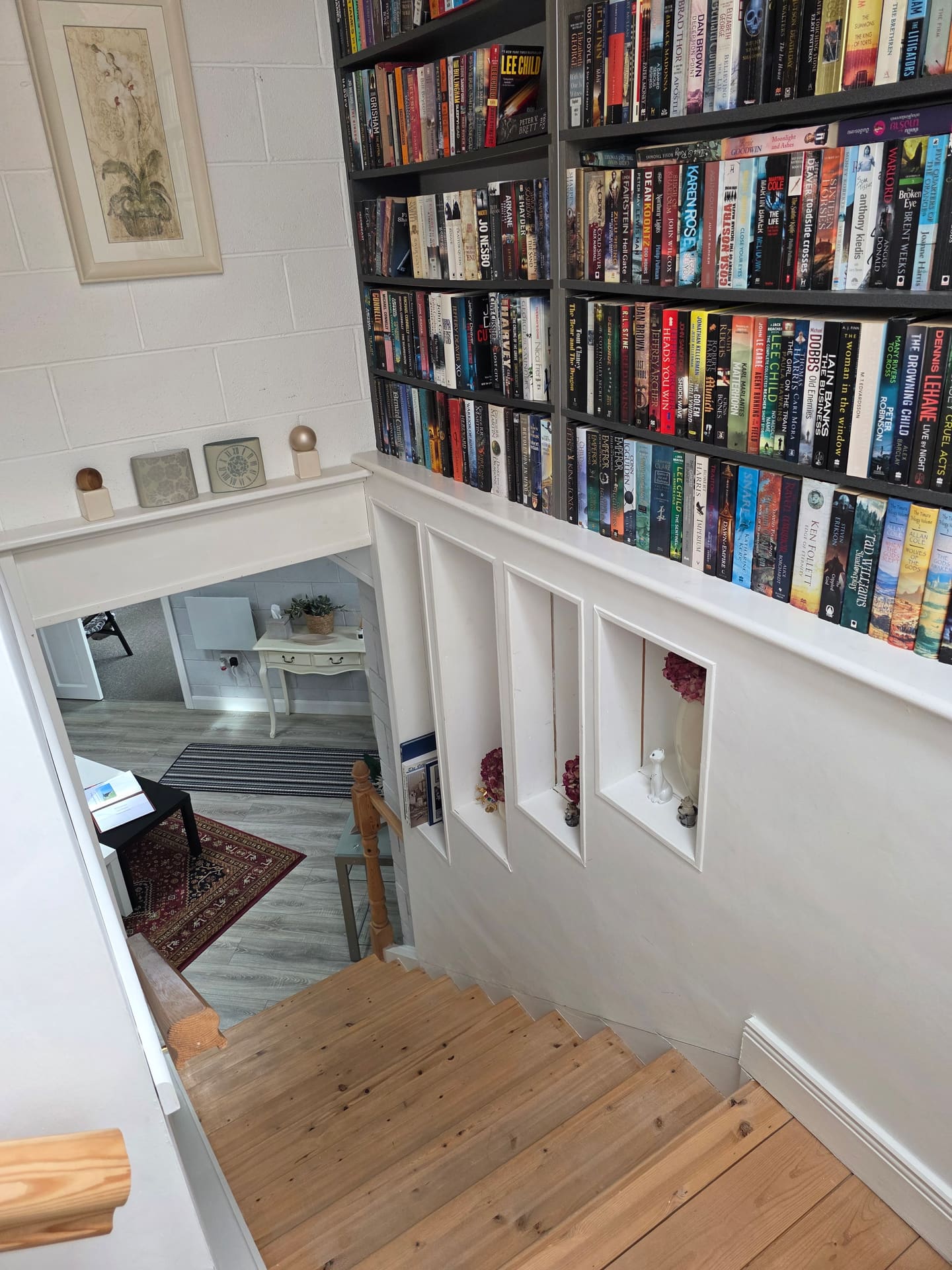 Stairs up to the library